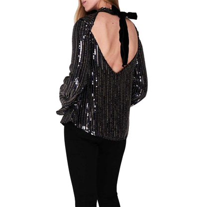 Metallic Silver - Pack Shot - Perserverance Womens-Ladies Sequin Long-Sleeved Blouse