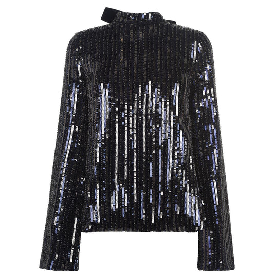 Metallic Silver - Front - Perserverance Womens-Ladies Sequin Long-Sleeved Blouse