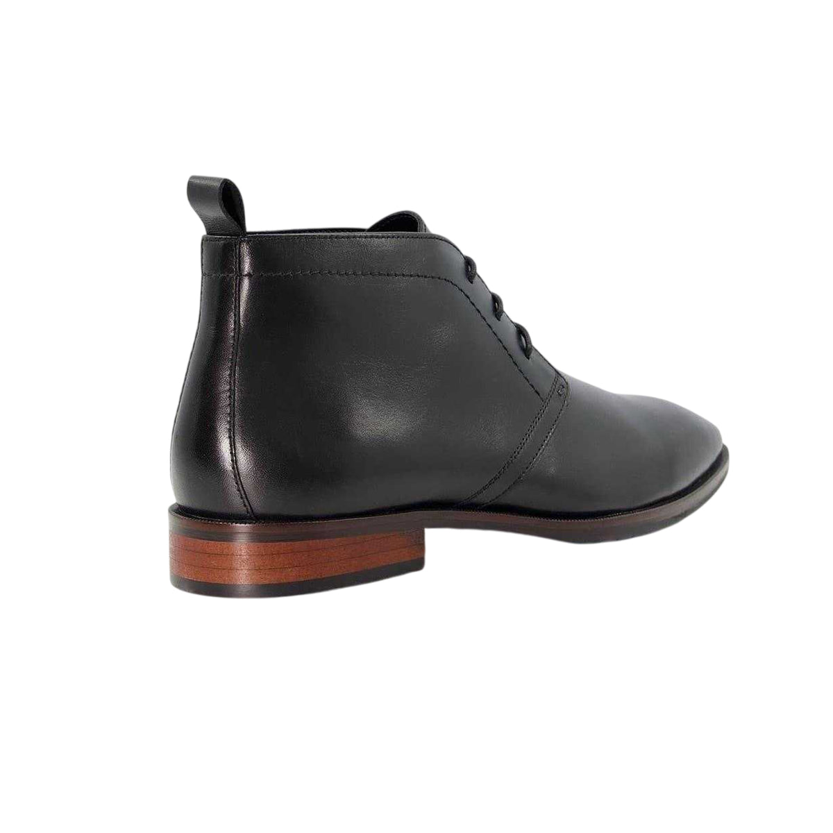 Black - Back - Dune London Mens Mervin Leather Low Heel Chukka Boots