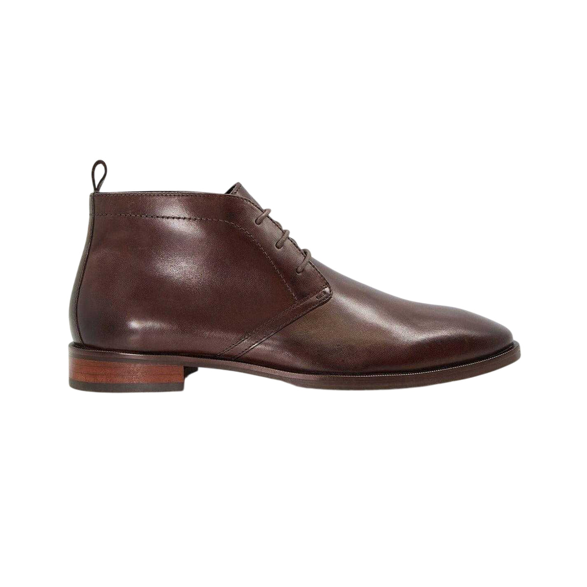 Brown - Front - Dune London Mens Mervin Leather Low Heel Chukka Boots