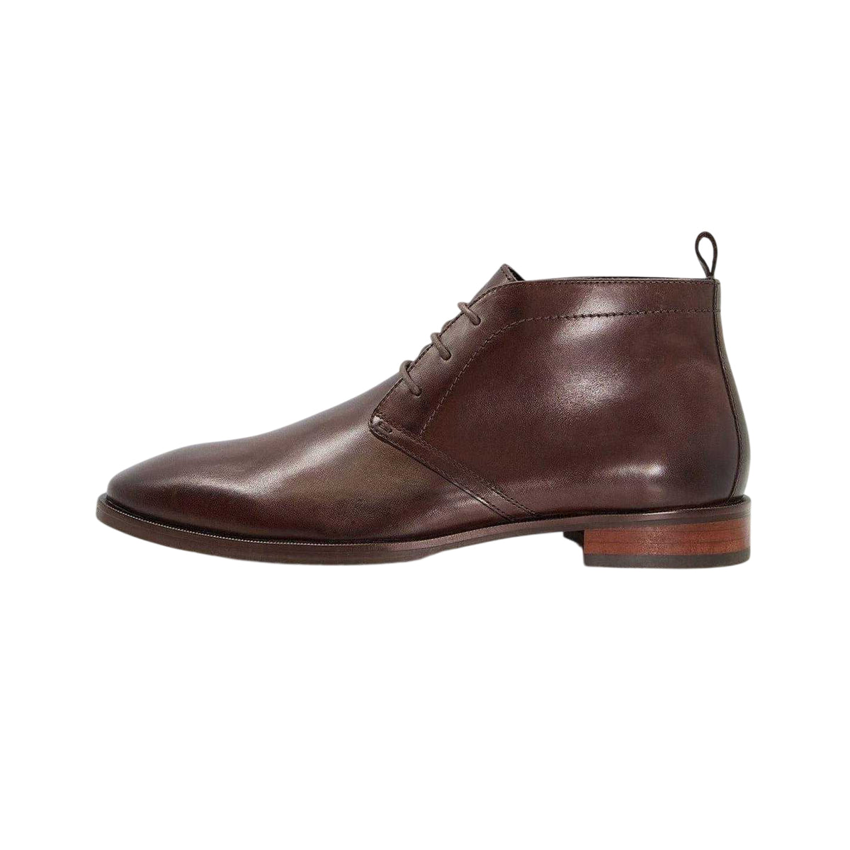 Brown - Back - Dune London Mens Mervin Leather Low Heel Chukka Boots