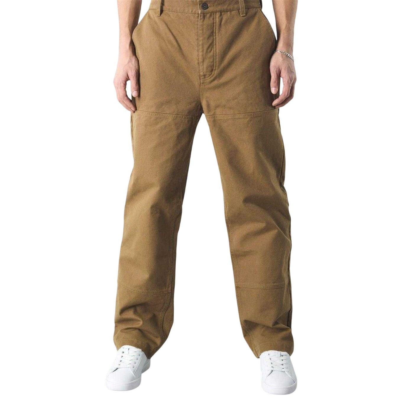 Brown - Front - Pretty Green Mens Cotton Cargo Trousers