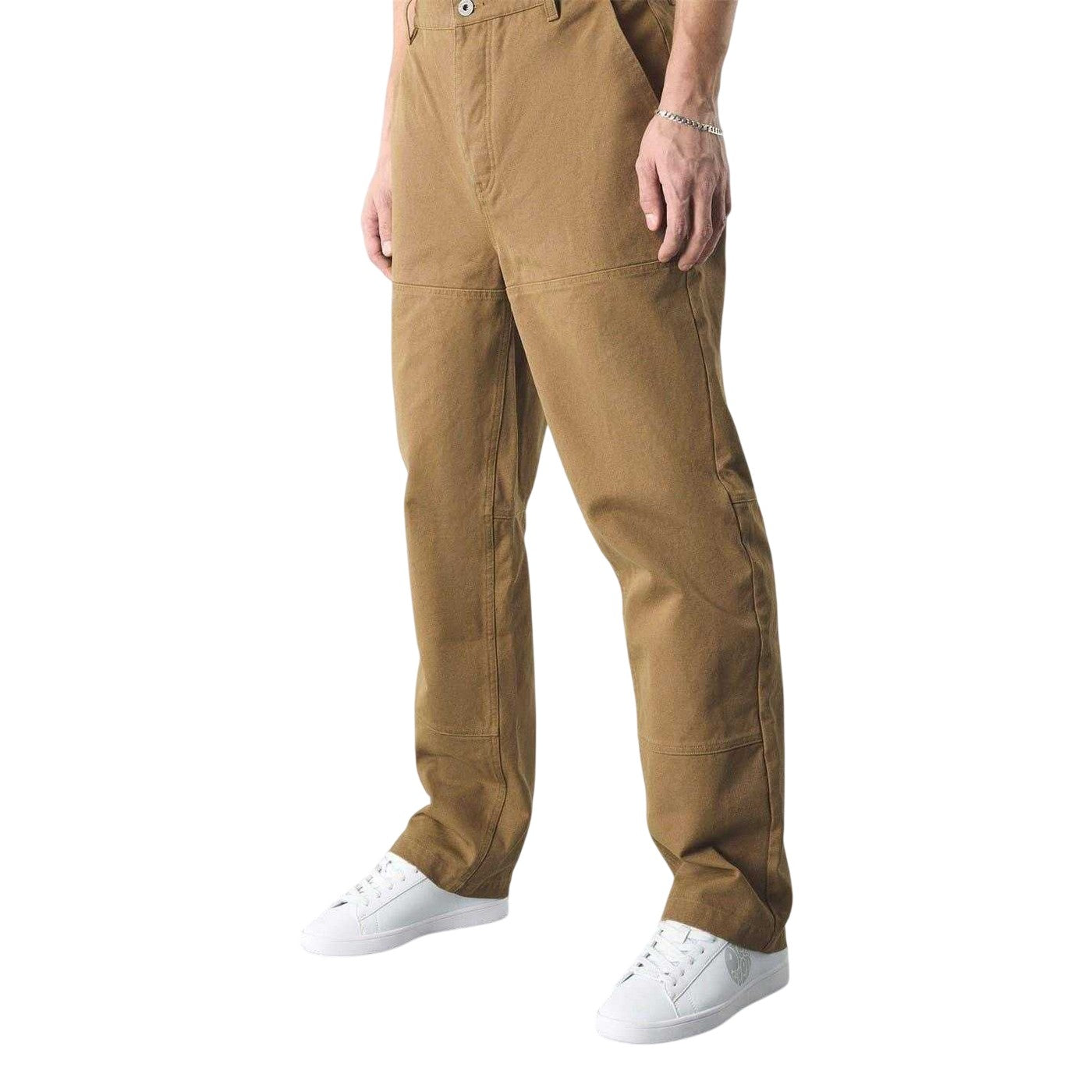 Brown - Back - Pretty Green Mens Cotton Cargo Trousers