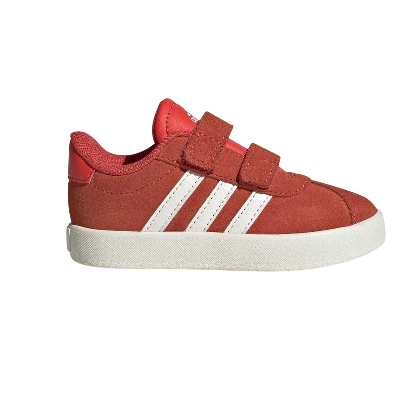 Red-White-Orange - Side - Adidas Childrens-Kids VL Court 3.0 Suede Shoes