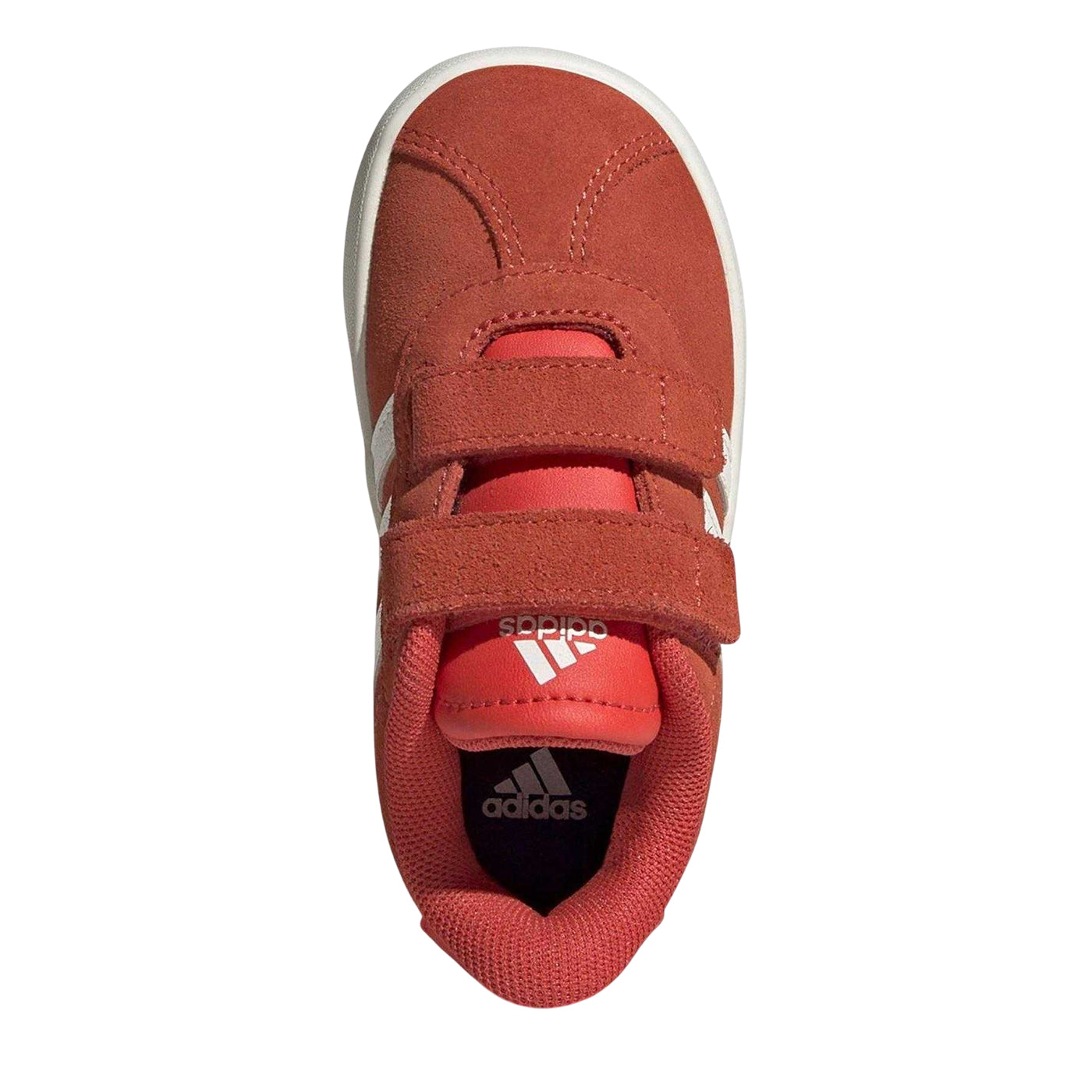 Red-White-Orange - Pack Shot - Adidas Childrens-Kids VL Court 3.0 Suede Shoes