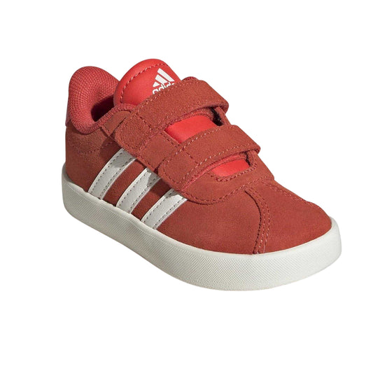Red-White-Orange - Front - Adidas Childrens-Kids VL Court 3.0 Suede Shoes