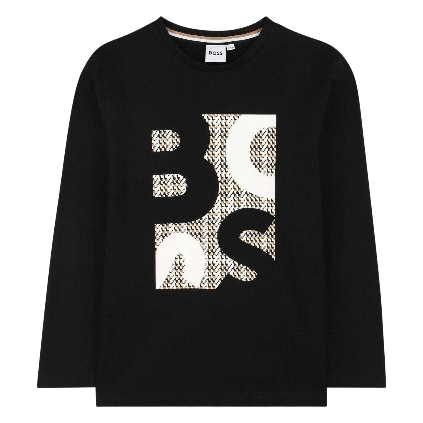 Black - Front - Boss Childrens-Kids Graphic Regular Long-Sleeved T-Shirt