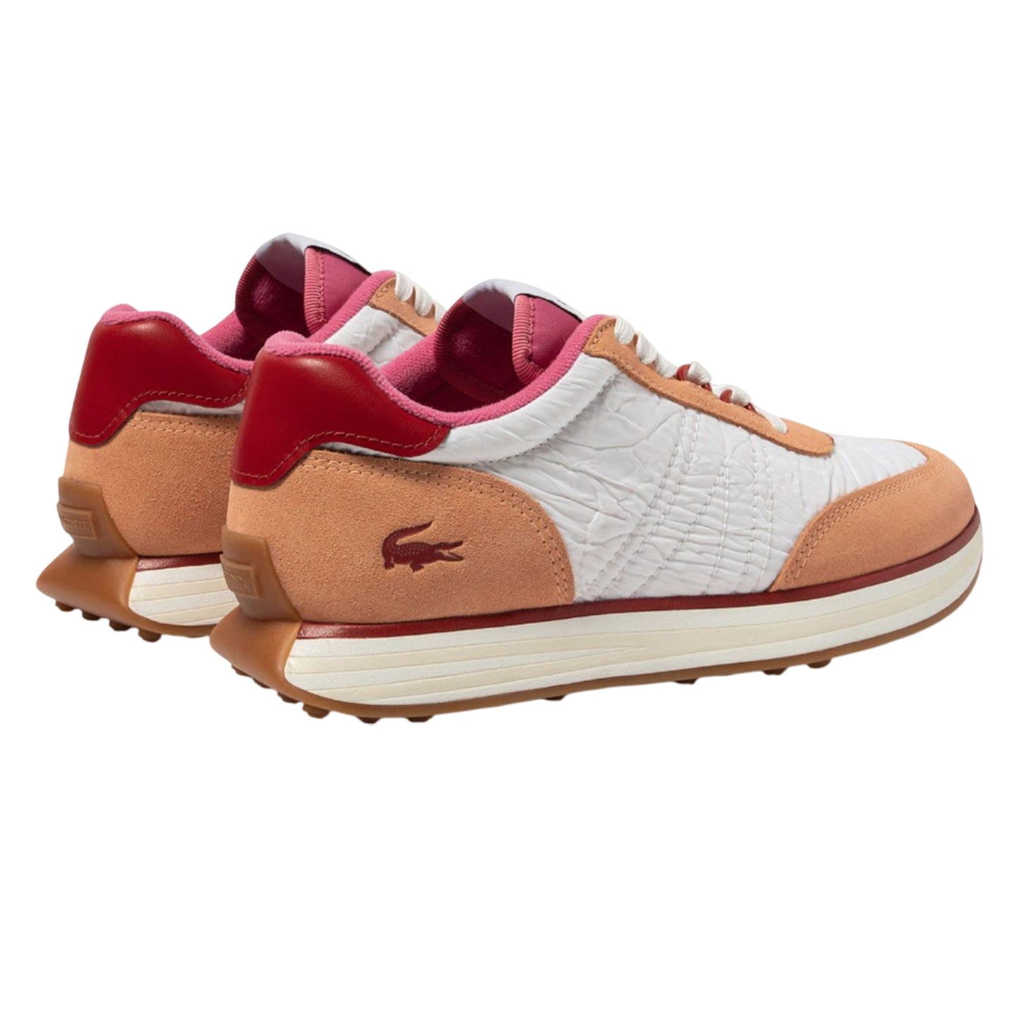 White-Pink - Back - Lacoste Womens-Ladies L-Spin Leather Trainers