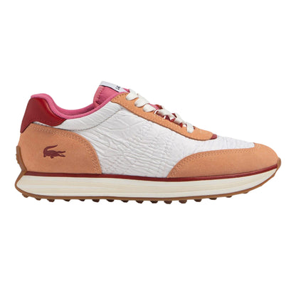 White-Pink - Side - Lacoste Womens-Ladies L-Spin Leather Trainers