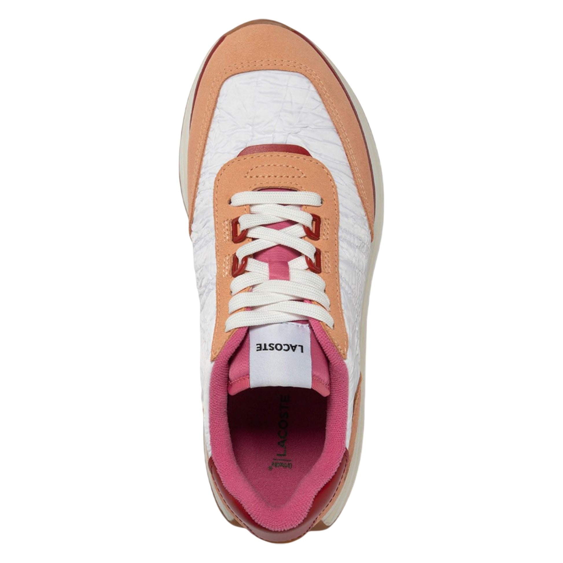 White-Pink - Pack Shot - Lacoste Womens-Ladies L-Spin Leather Trainers