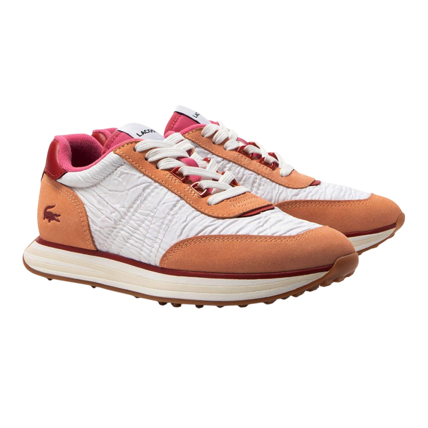 White-Pink - Front - Lacoste Womens-Ladies L-Spin Leather Trainers