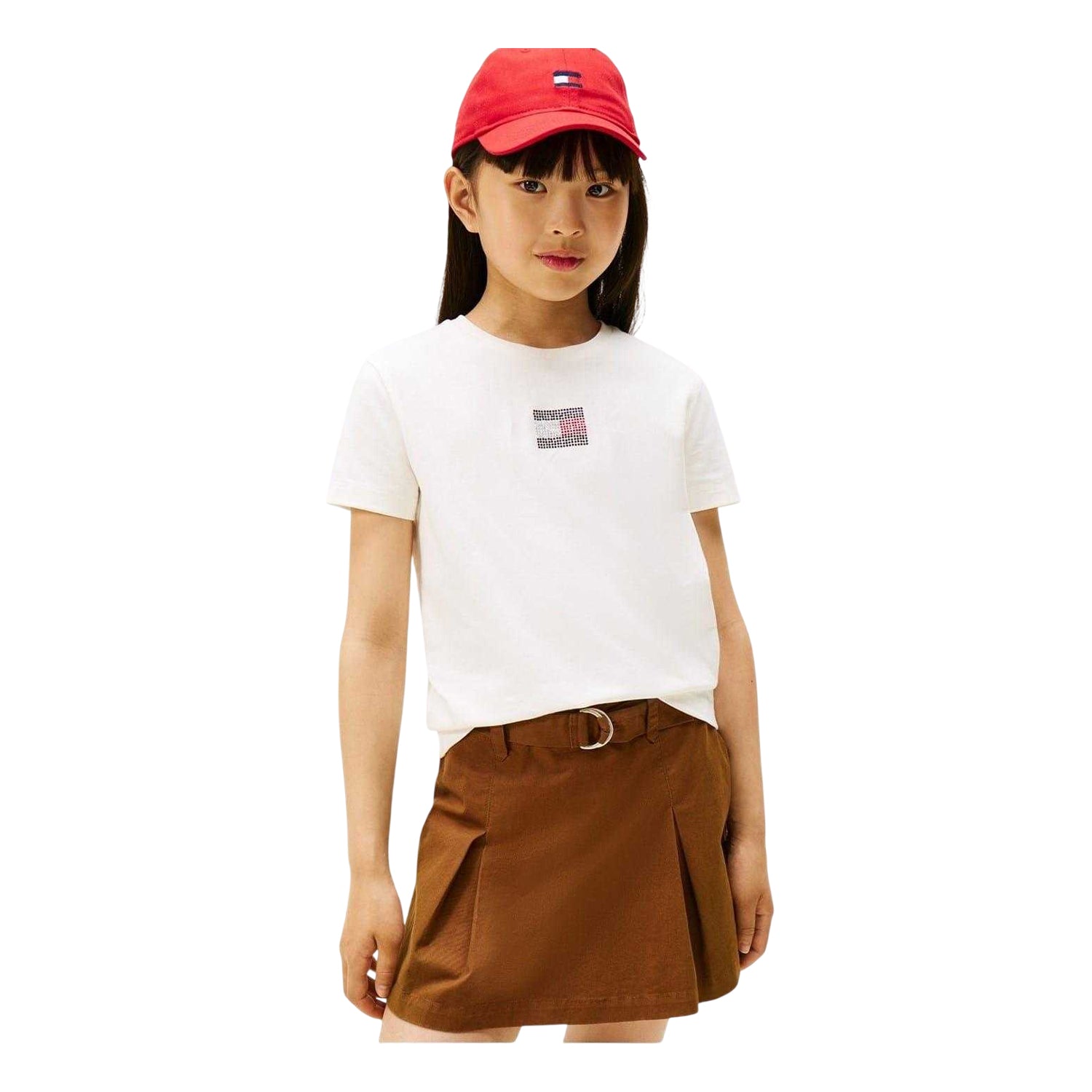 Ivory - Side - Tommy Hilfiger Girls Diamante Regular T-Shirt