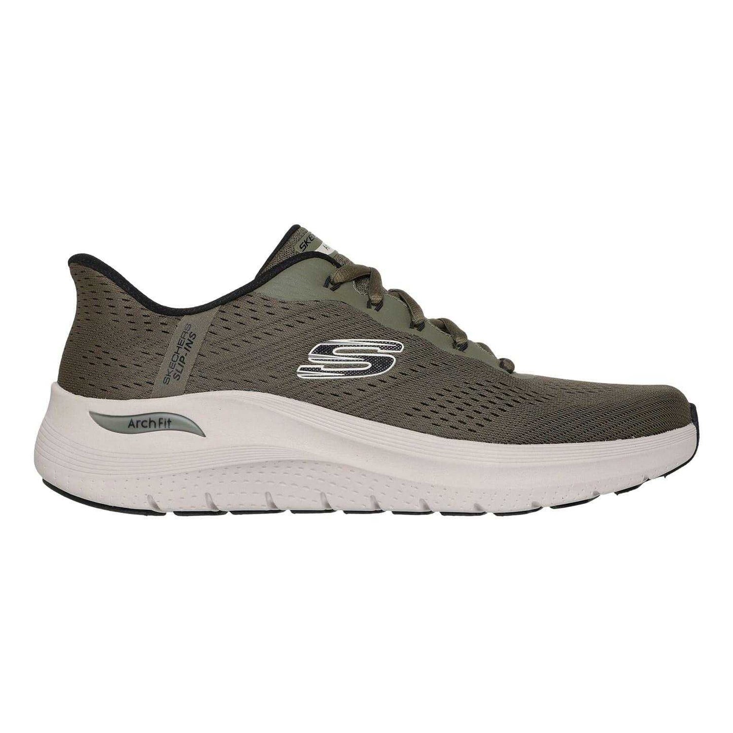 Olive - Side - Skechers Mens Arch Fit 2.0 Slip-In Trainers