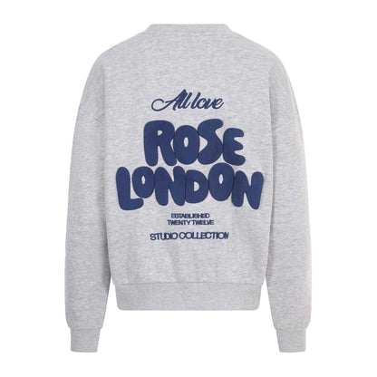 Grey Marl - Back - Rose London Womens-Ladies All Love Sweatshirt