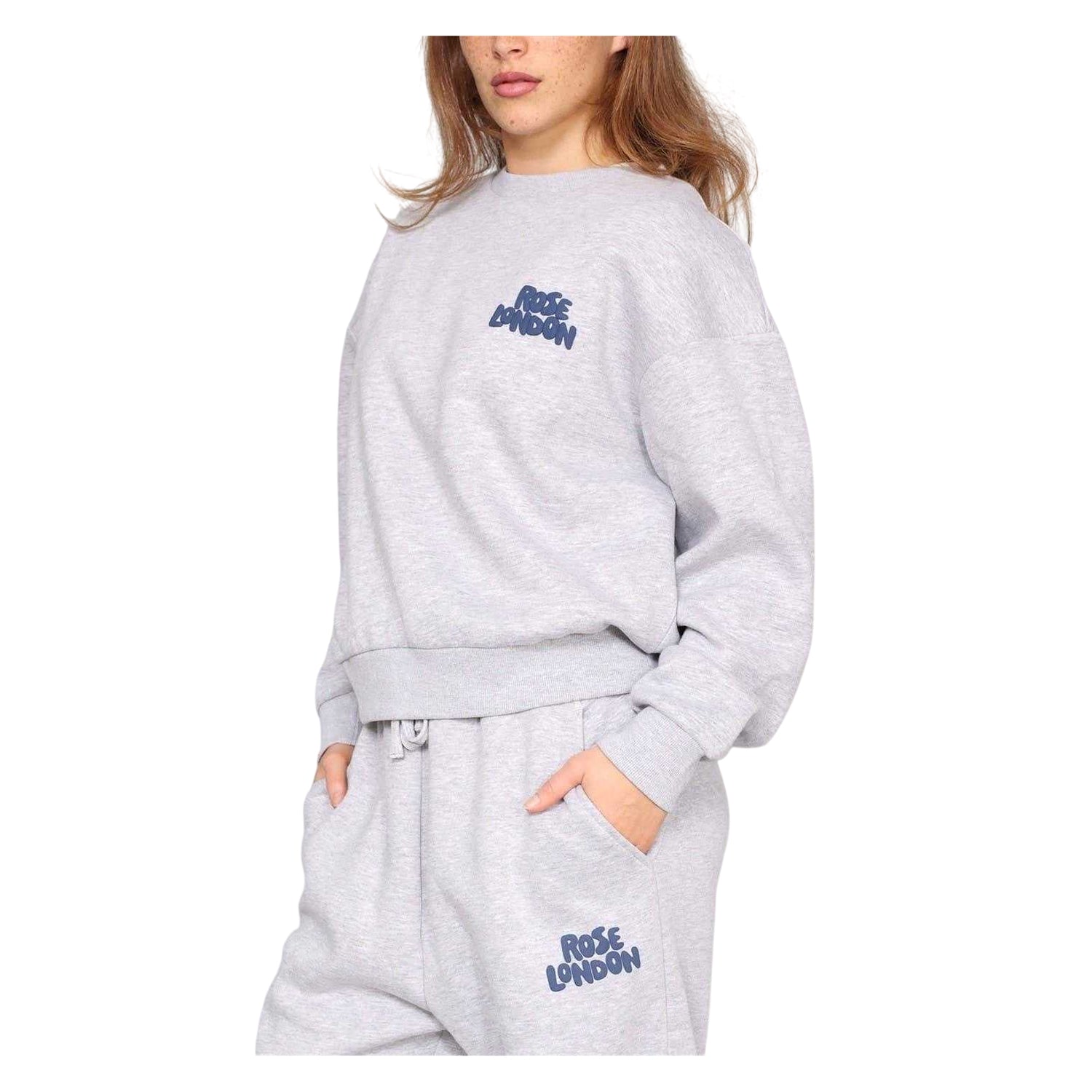 Grey Marl - Side - Rose London Womens-Ladies All Love Sweatshirt