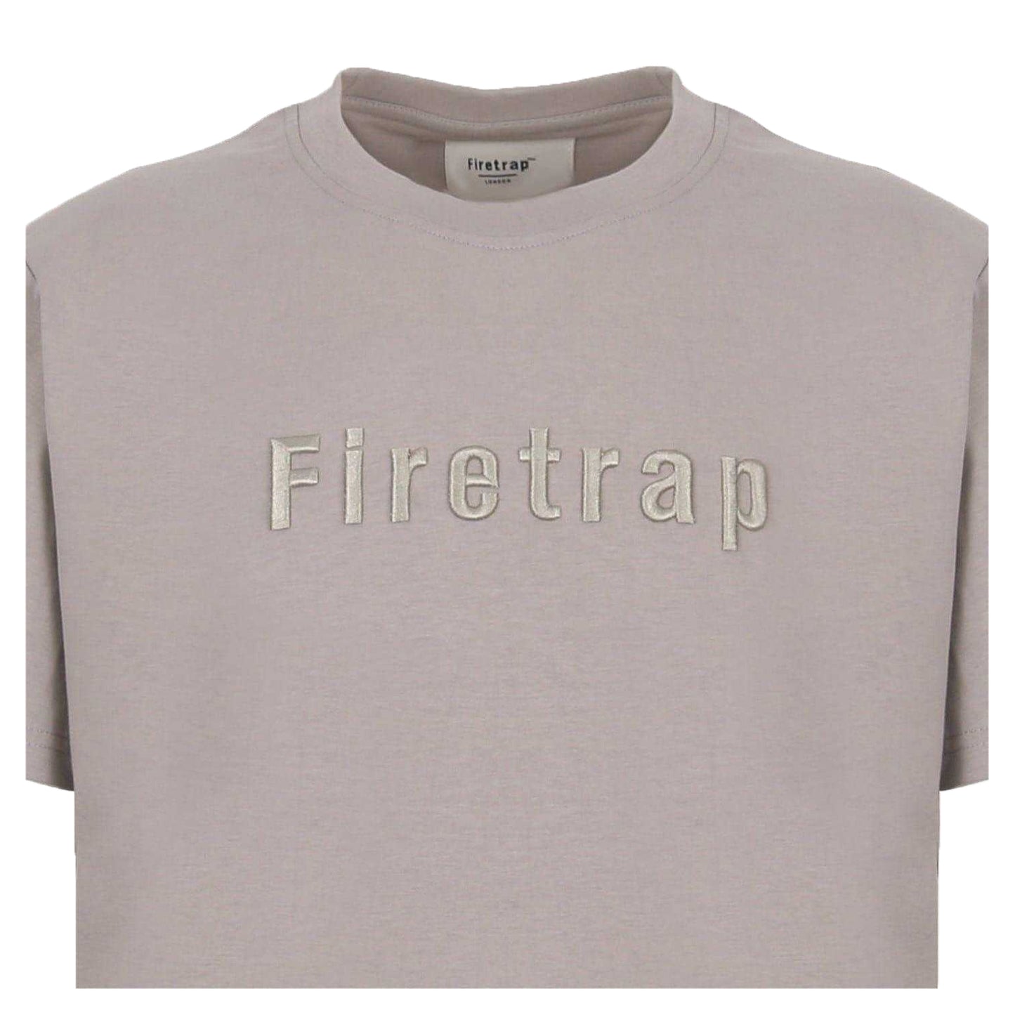 Ash - Side - Firetrap Mens Embroidered Logo T-Shirt