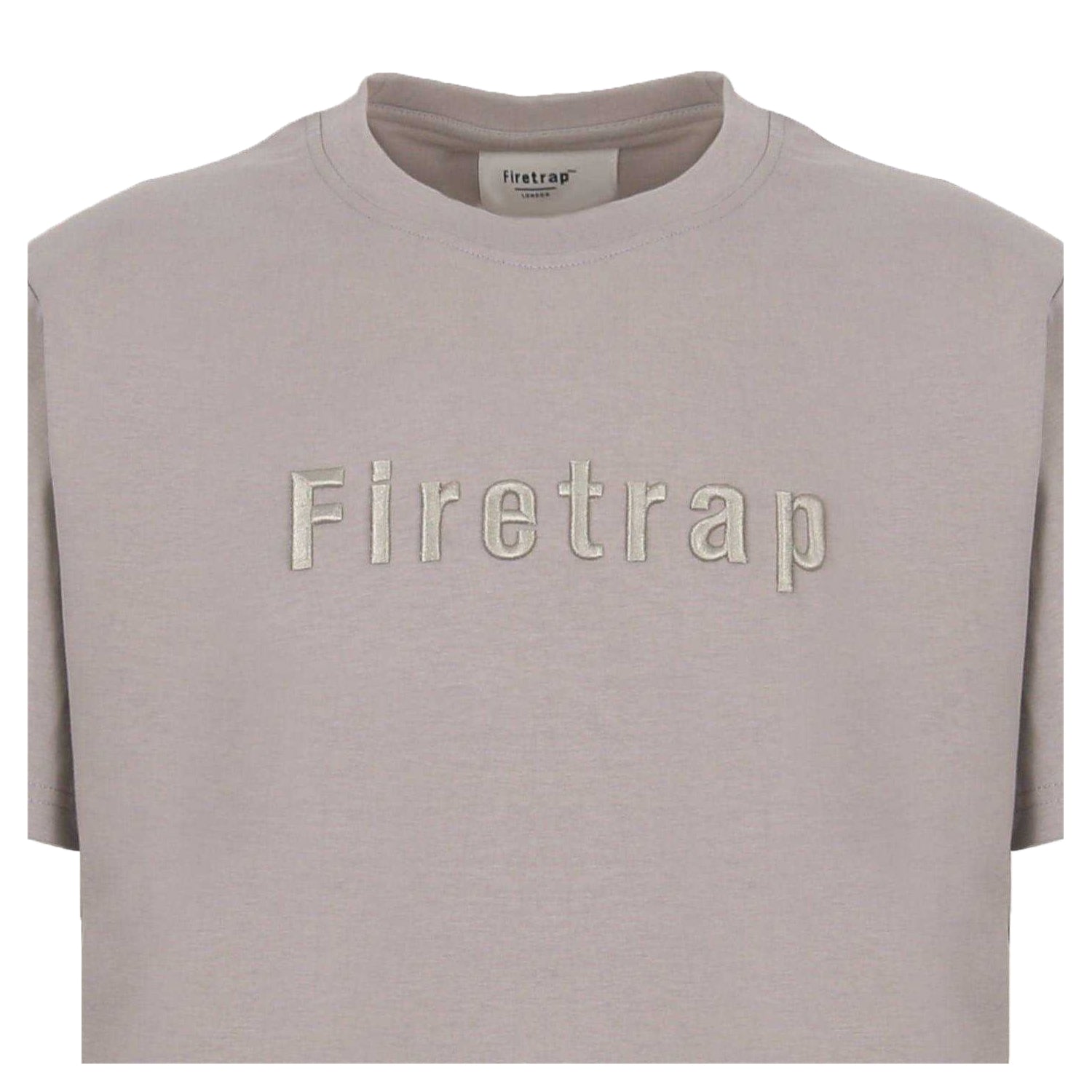 Ash - Side - Firetrap Mens Embroidered Logo T-Shirt