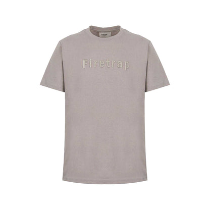 Ash - Front - Firetrap Mens Embroidered Logo T-Shirt