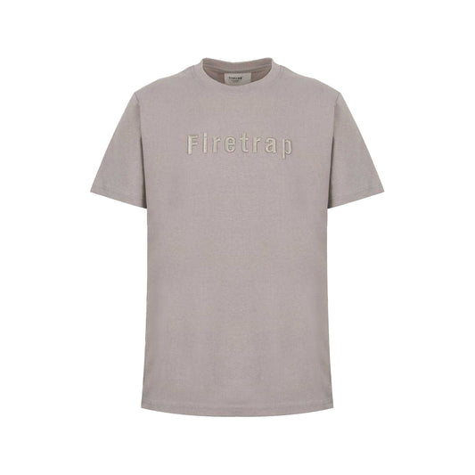 Ash - Front - Firetrap Mens Embroidered Logo T-Shirt