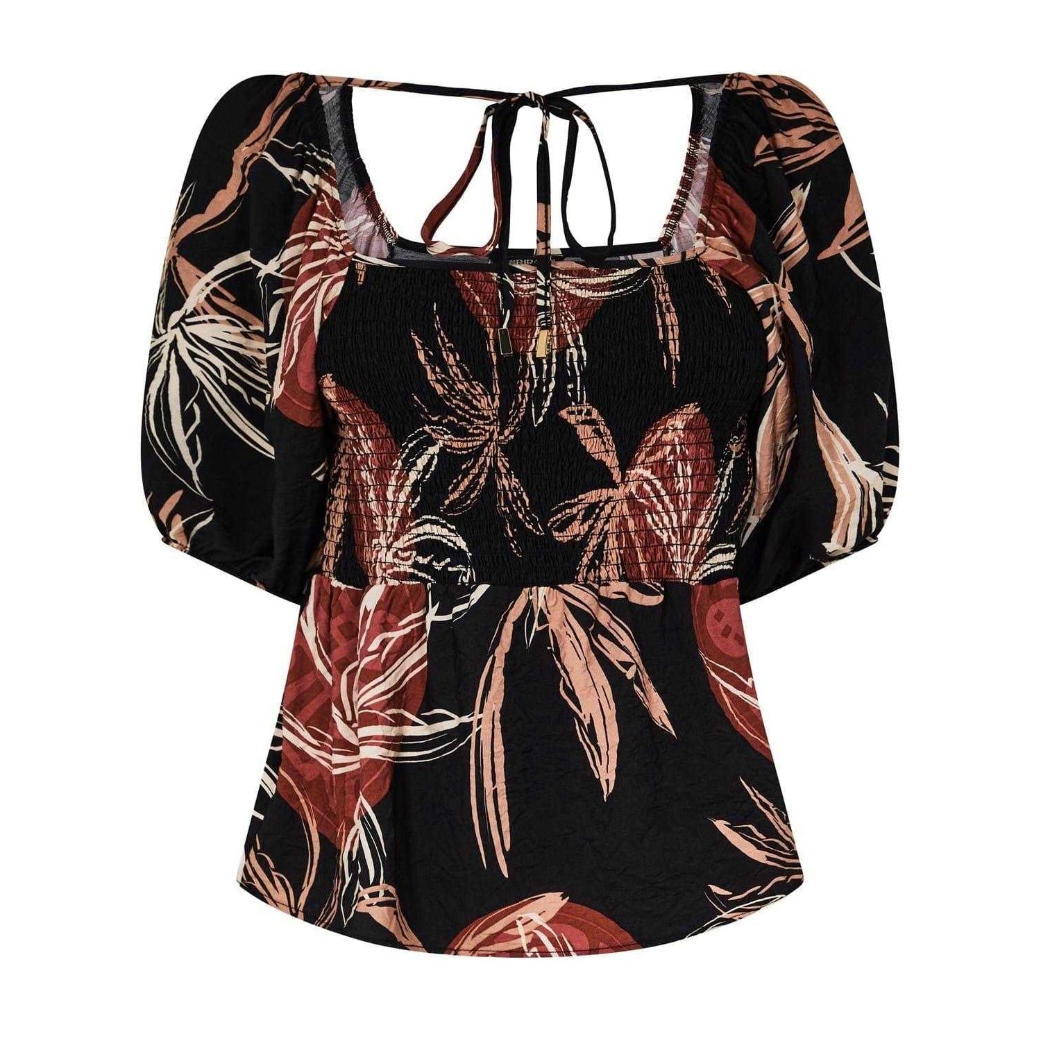 Sunset - Back - Biba Womens-Ladies Floral Square Neck Top