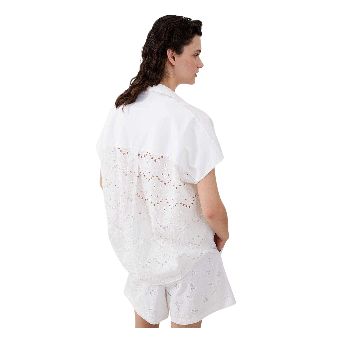White - Back - French Connection Womens-Ladies Embroidered Cotton Regular Blouse