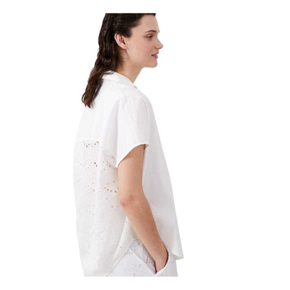 White - Side - French Connection Womens-Ladies Embroidered Cotton Regular Blouse