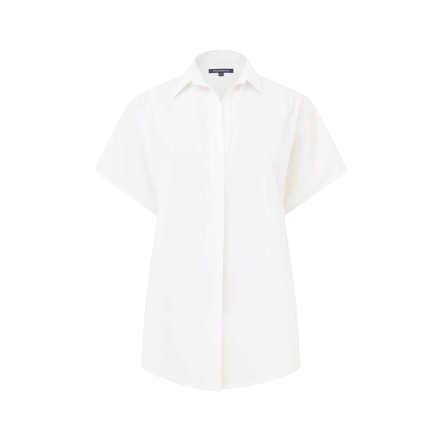 White - Front - French Connection Womens-Ladies Embroidered Cotton Regular Blouse