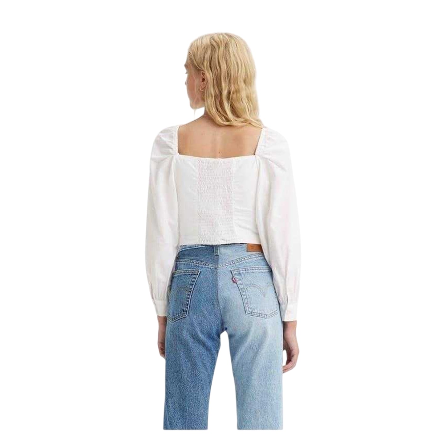 White - Back - Levis Womens-Ladies Devin Ruched Blouse