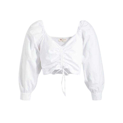 White - Front - Levis Womens-Ladies Devin Ruched Blouse