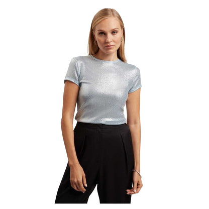 Blue - Side - Ted Baker Womens-Ladies Metallic Slim T-Shirt