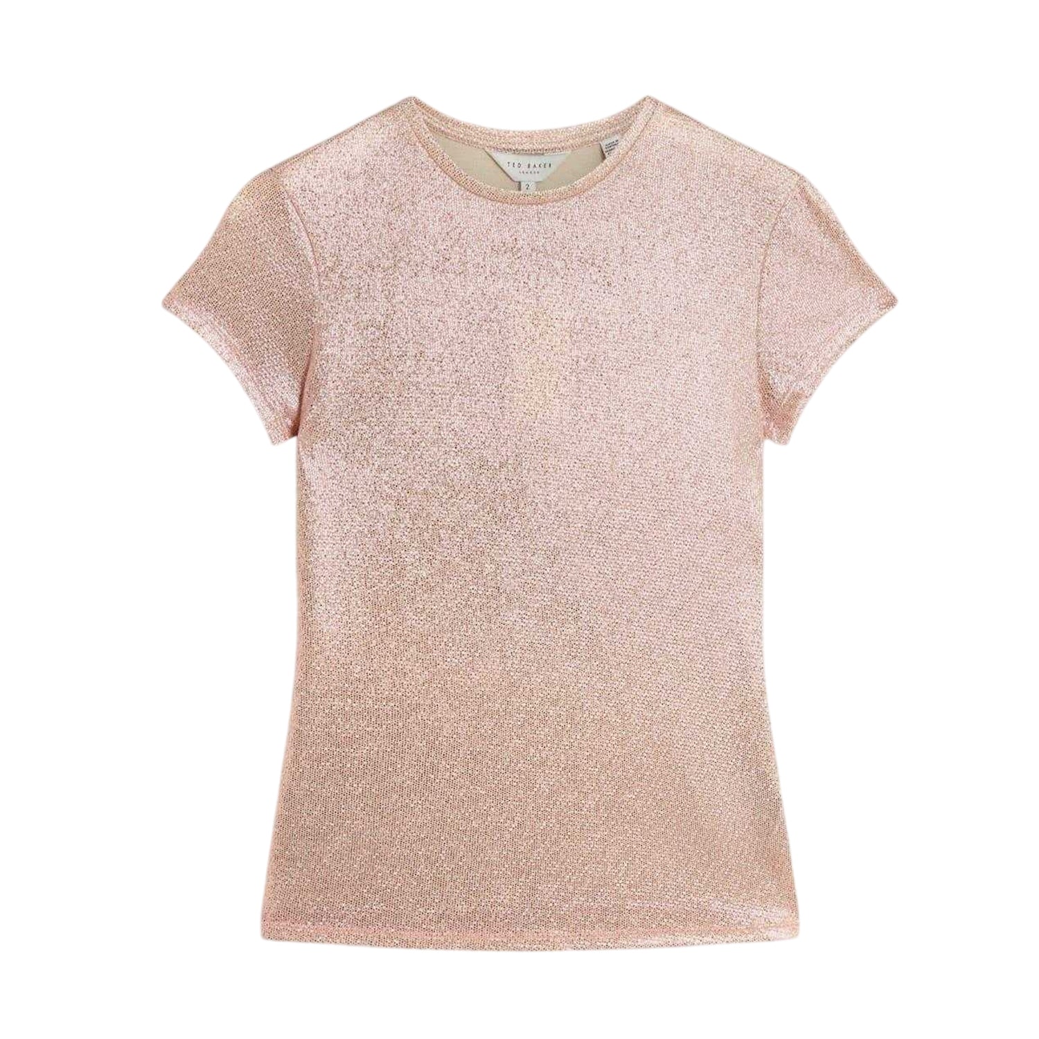 Pink - Front - Ted Baker Womens-Ladies Metallic Slim T-Shirt