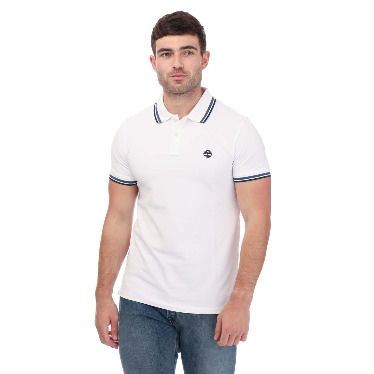 White - Front - Timberland Unisex Adult Tipped Short-Sleeved Polo Shirt