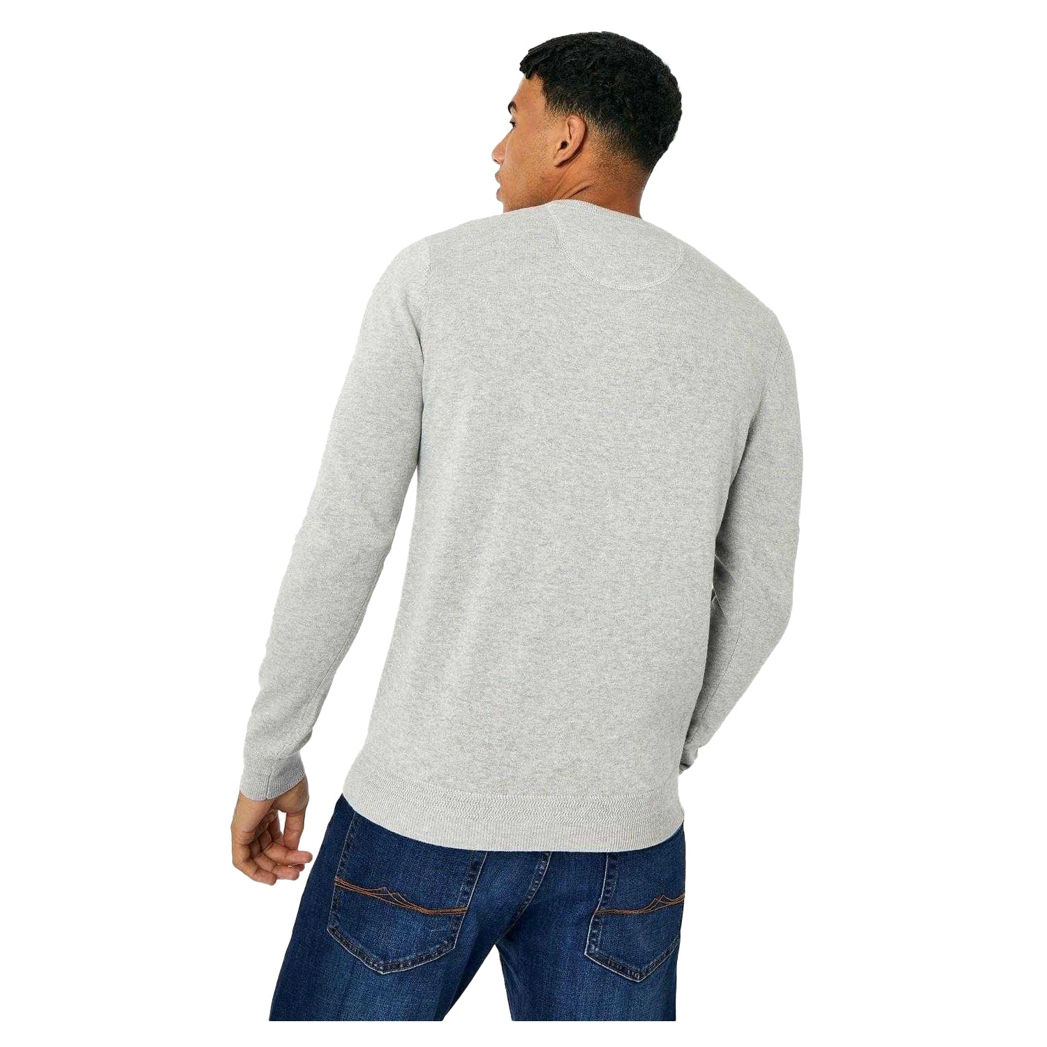 Light Ash Marl - Back - Jack Wills Mens Seabourne Logo Crew Neck Jumper