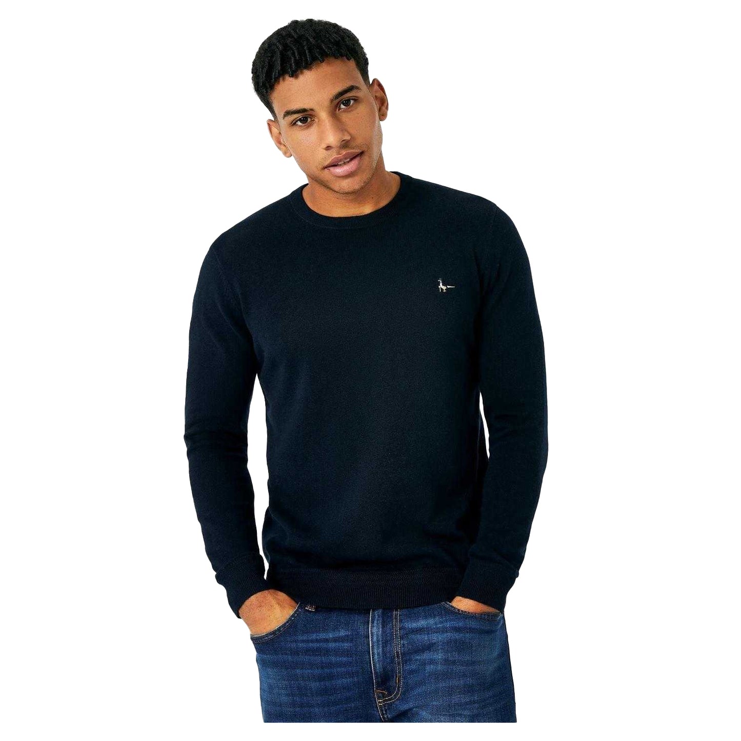 Navy - Front - Jack Wills Mens Seabourne Logo Crew Neck Jumper