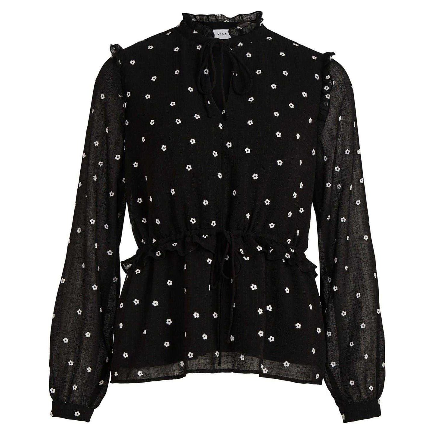 Black - Front - Vila Womens-Ladies Siffa Floral Regular Bishop Blouse