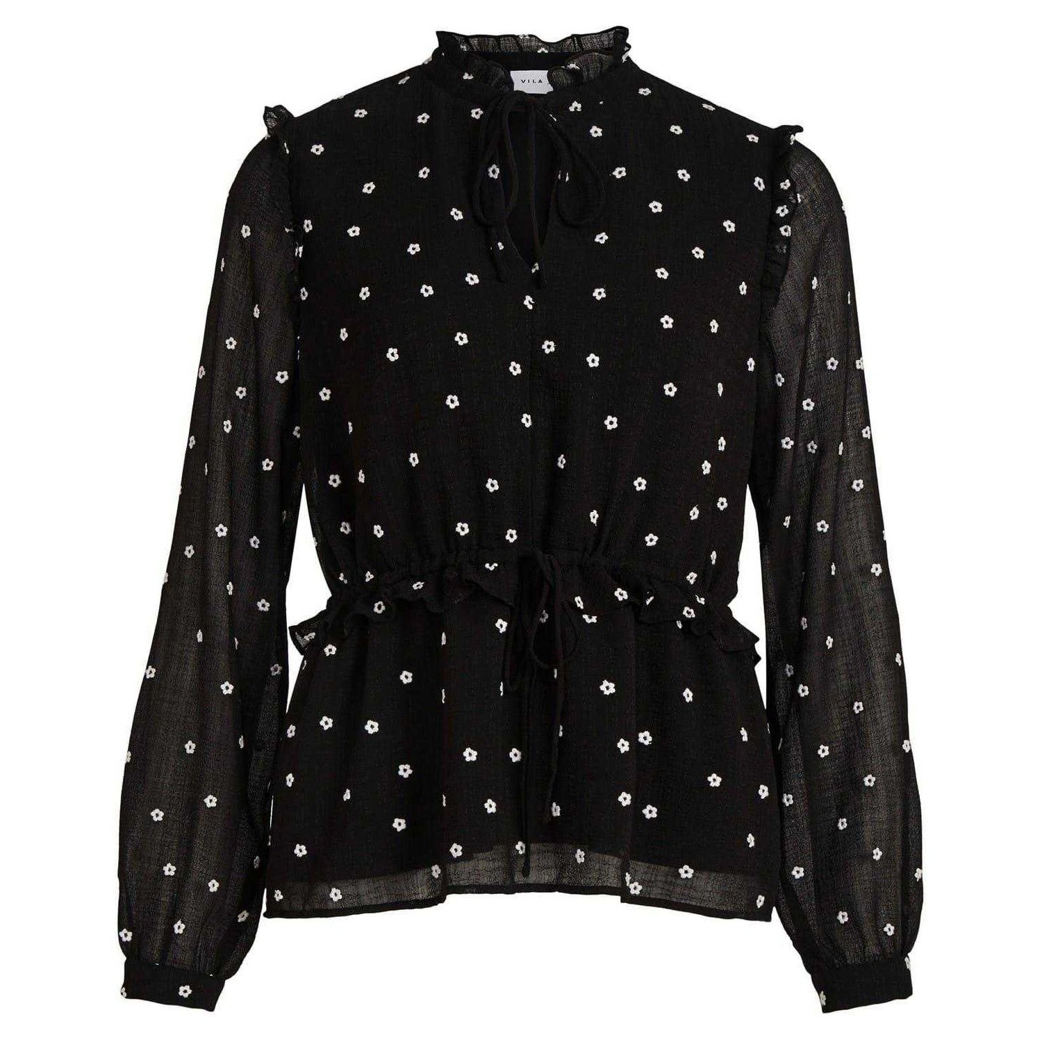 Black - Front - Vila Womens-Ladies Siffa Floral Regular Bishop Blouse