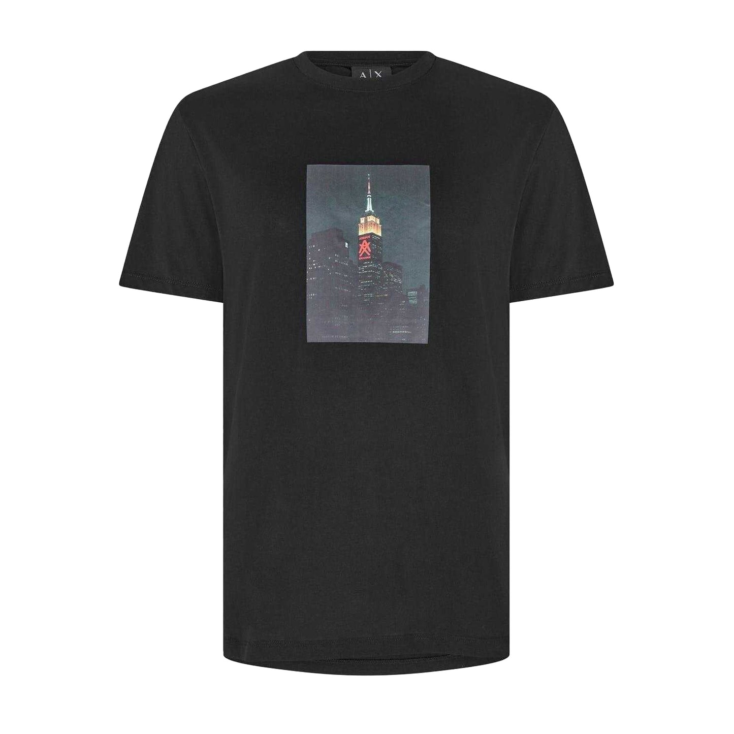 Black - Front - Armani Exchange Mens Skyline Cotton T-Shirt