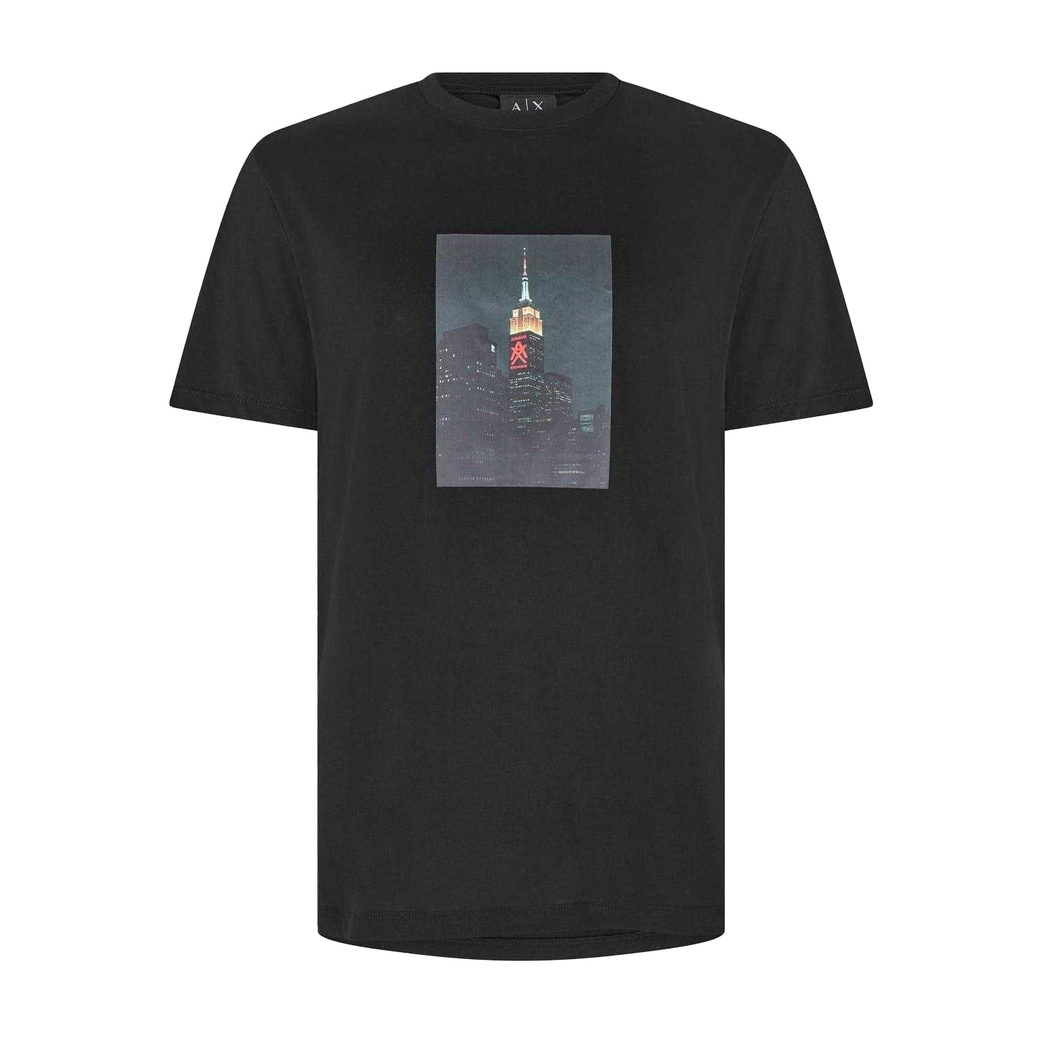 Black - Front - Armani Exchange Mens Skyline Cotton T-Shirt