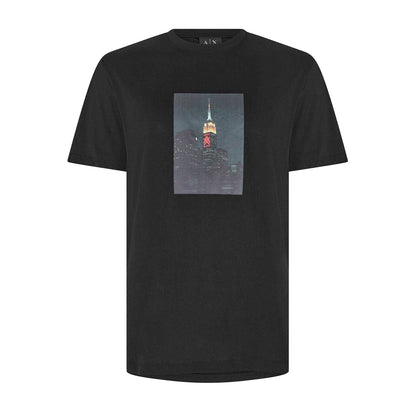 Black - Front - Armani Exchange Mens Skyline Cotton T-Shirt