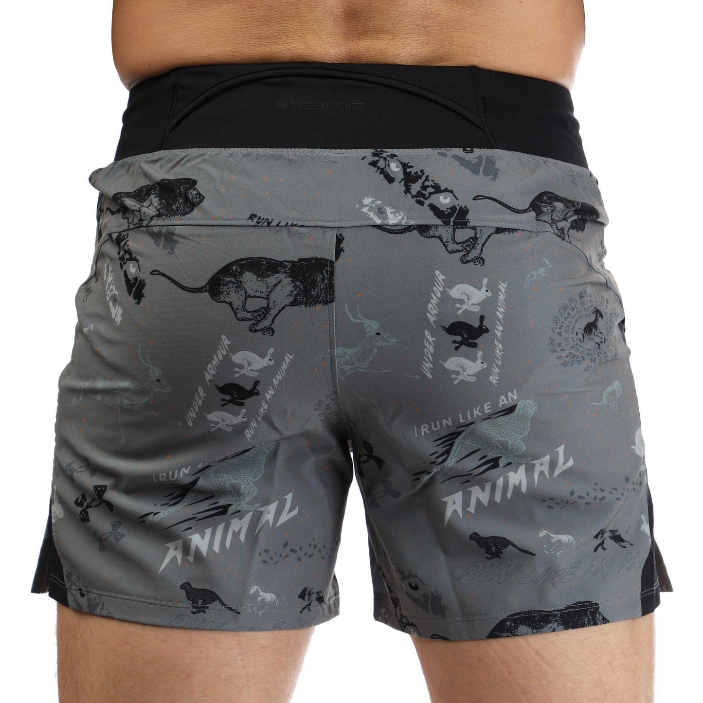 Black-Grey - Back - Under Armour Mens Run Like An Animal Shorts