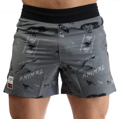 Black-Grey - Front - Under Armour Mens Run Like An Animal Shorts