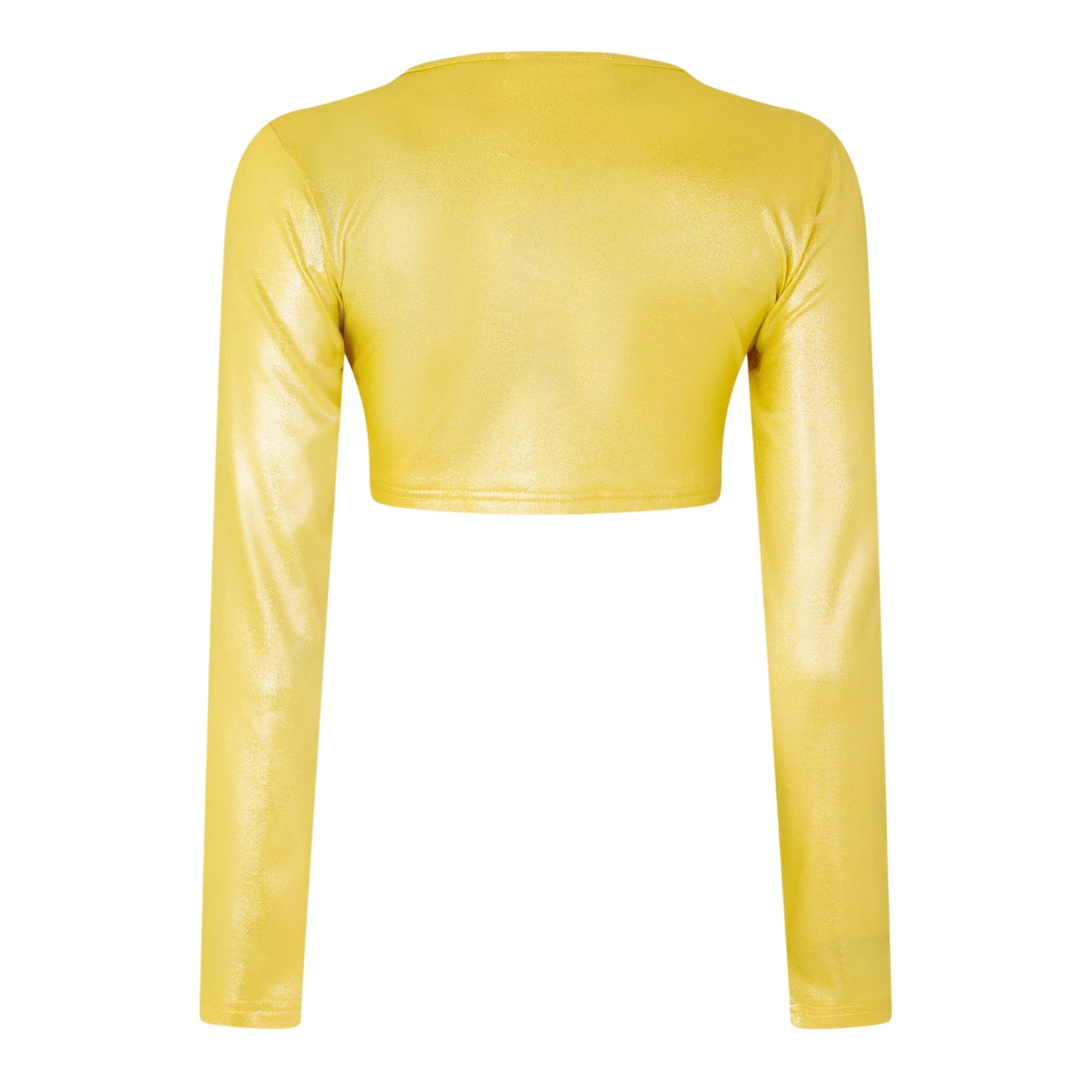 Yellow - Back - AmyLynn Womens-Ladies Cut Out Keyhole Long-Sleeved Crop Top