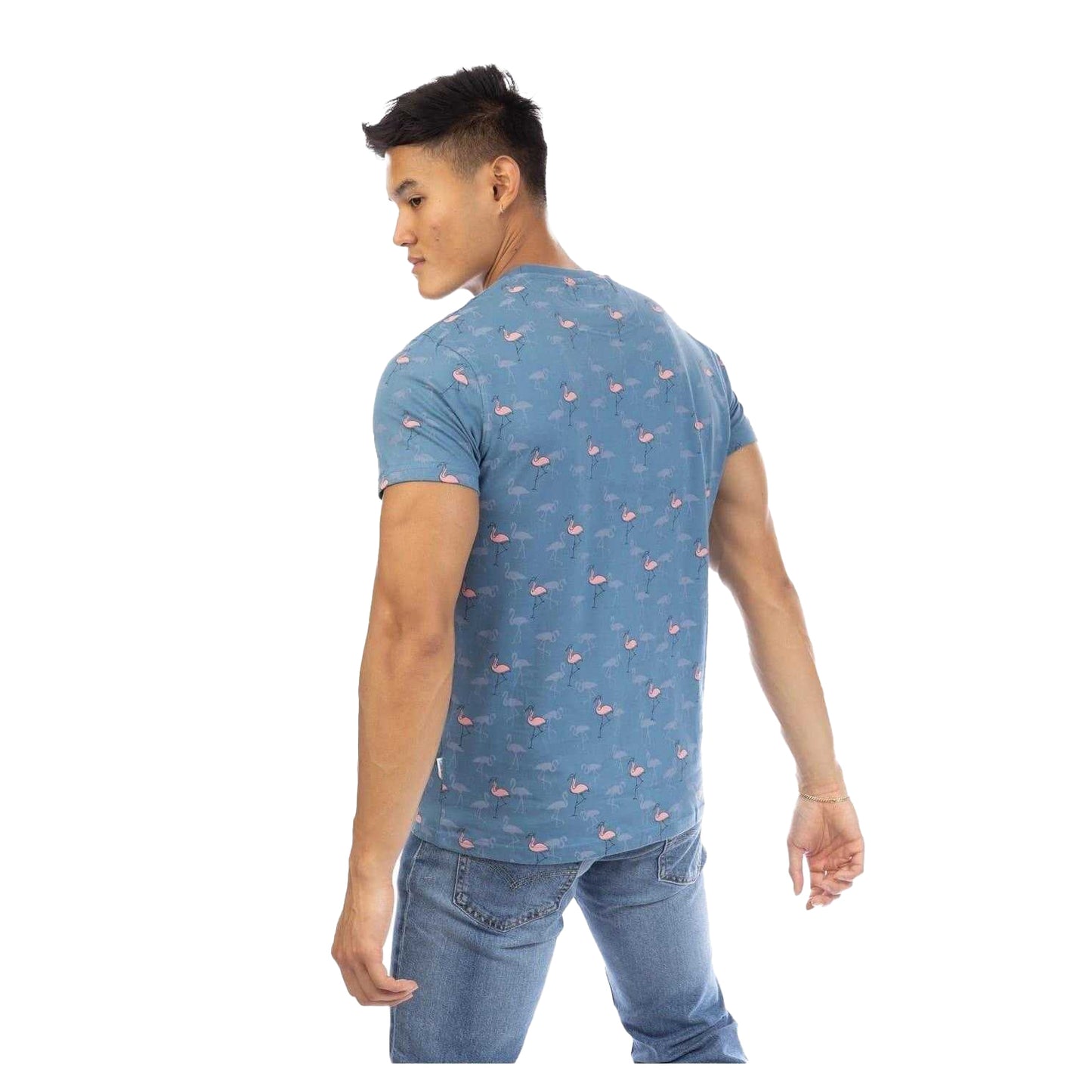 Multicoloured - Back - Peter Werth Mens Flamingo All-Over Print T-Shirt