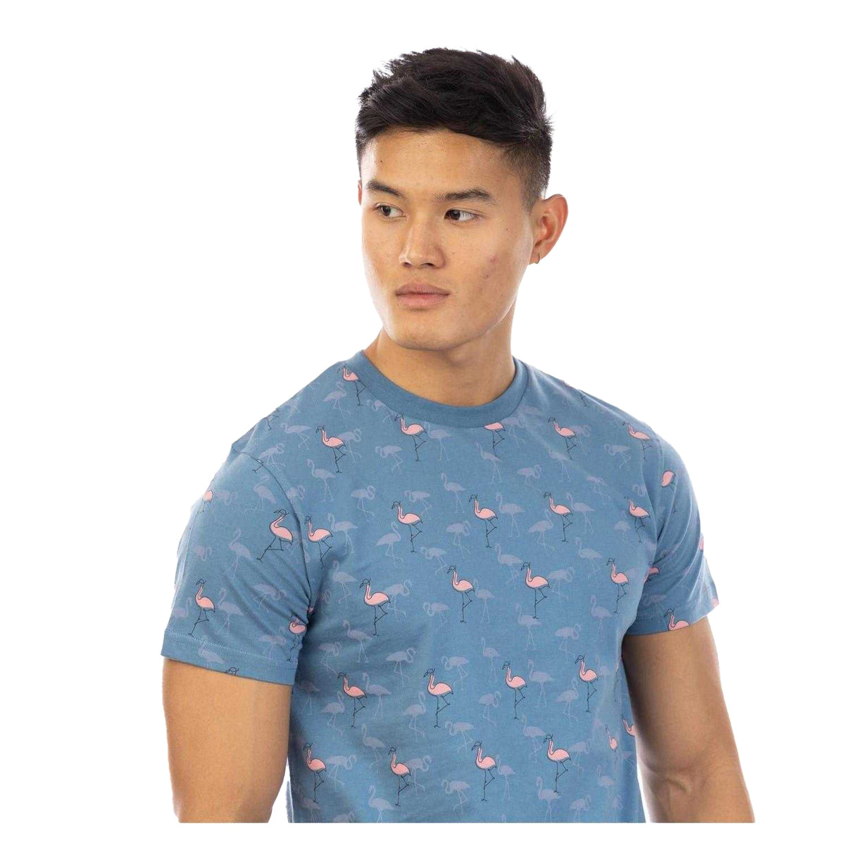 Multicoloured - Side - Peter Werth Mens Flamingo All-Over Print T-Shirt