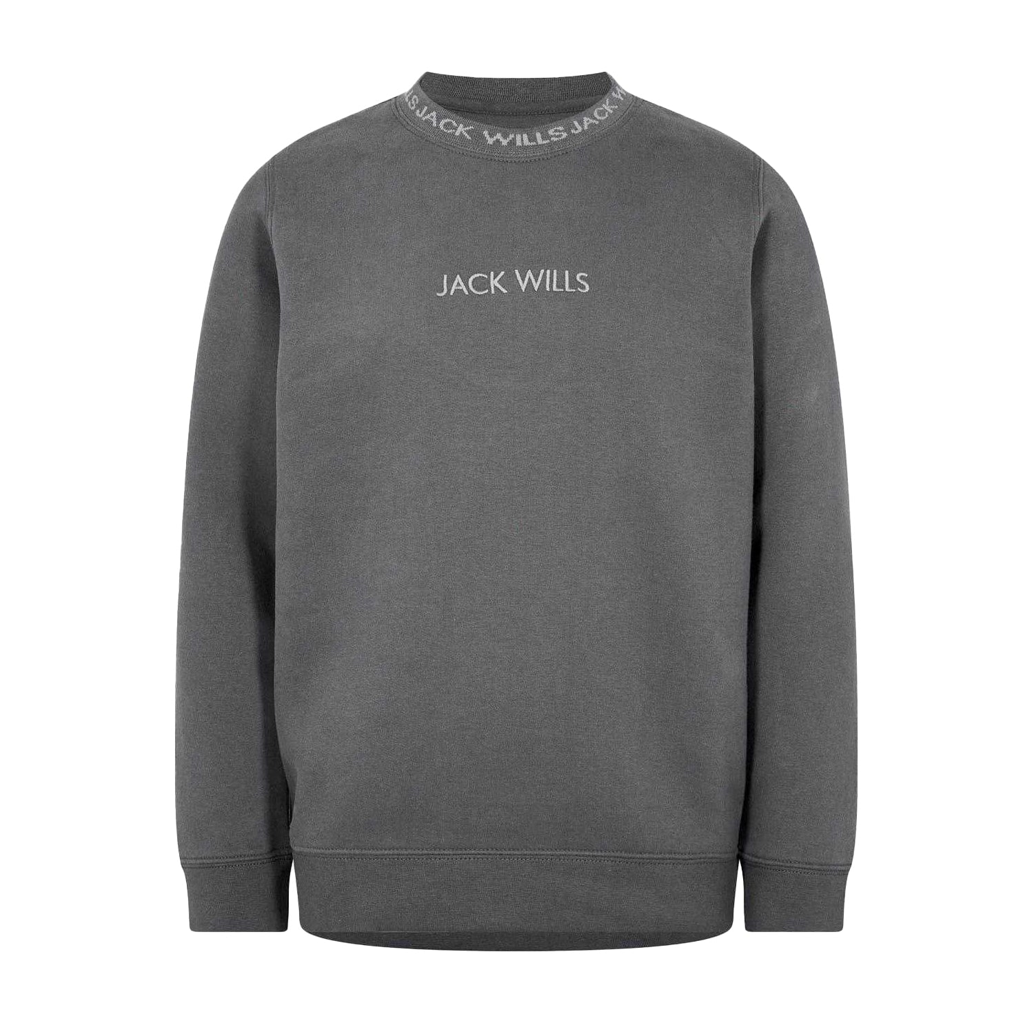 Slate - Front - Jack Wills Childrens-Kids Jacquard Crew Neck Sweatshirt