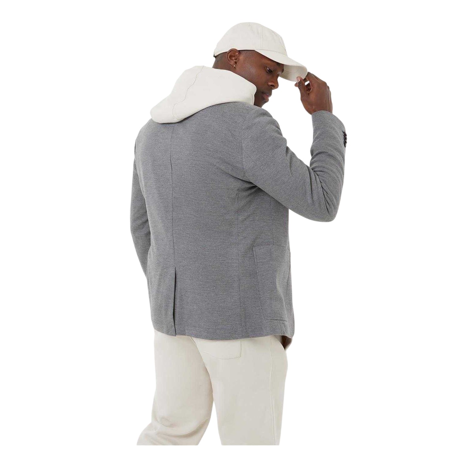 Grey - Back - Jack Wills Mens Logo Jersey Blazer