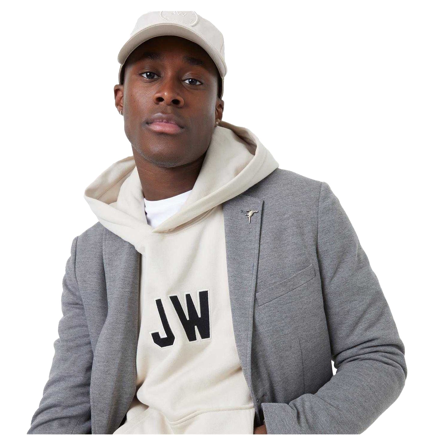 Grey - Side - Jack Wills Mens Logo Jersey Blazer