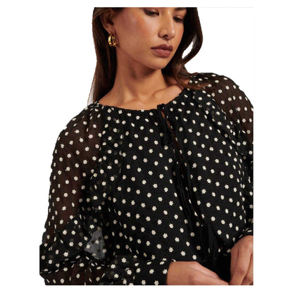 Black - Side - Nobody´s Child Womens-Ladies Marlow Relaxed Fit Ruffle Blouse