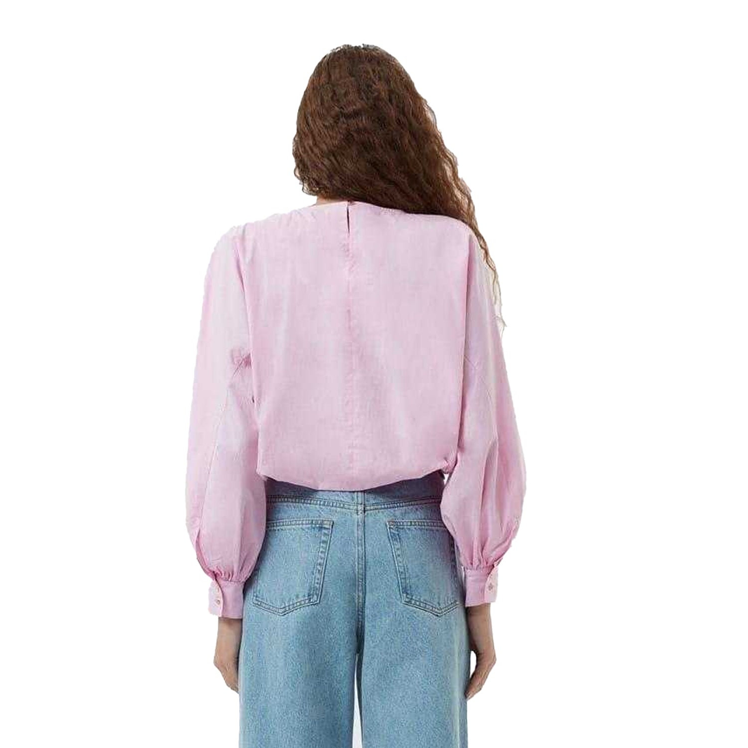 Bubblegum Pink - Back - French Connection Womens-Ladies Cambria Keyhole Balloon Sleeve Blouse
