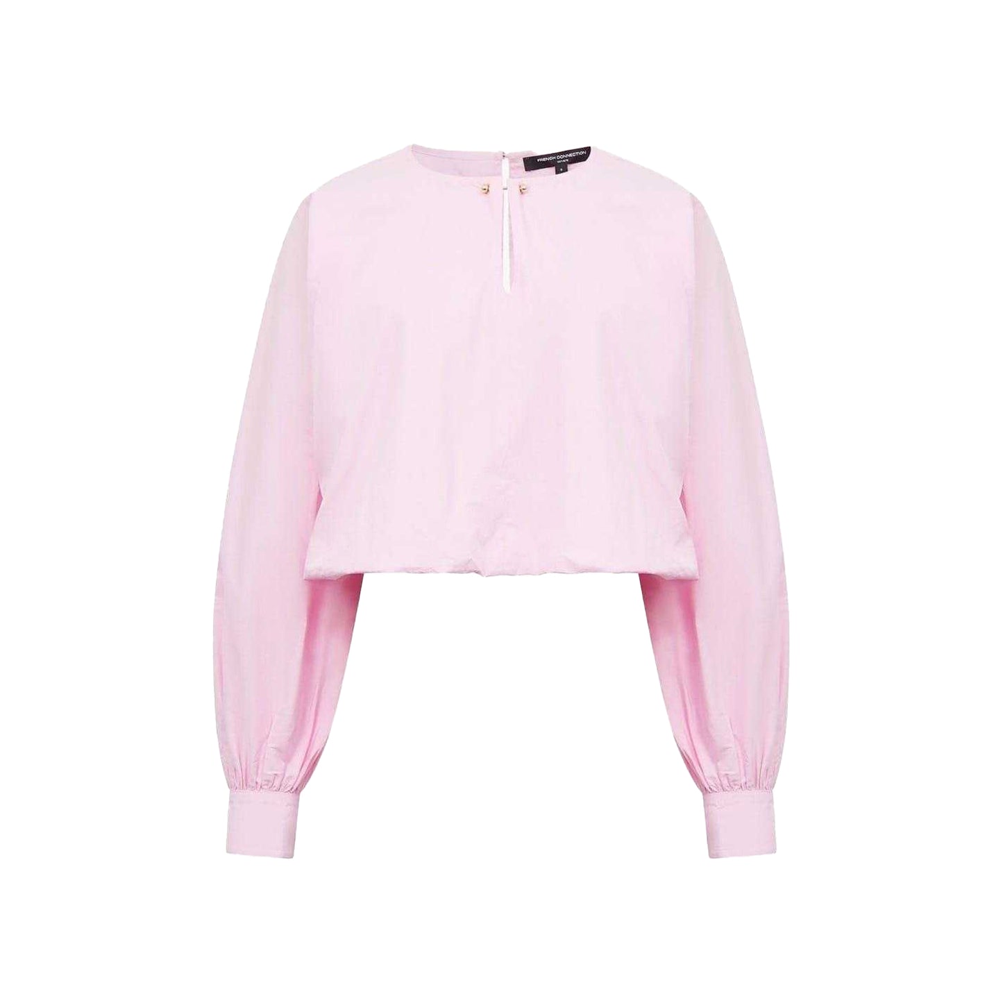 Bubblegum Pink - Front - French Connection Womens-Ladies Cambria Keyhole Balloon Sleeve Blouse